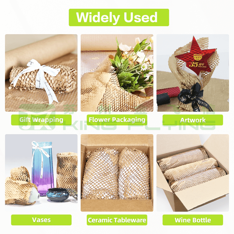Christmas Gift Packaging Cushion Protection Honeycomb Kraft Wrapping Paper Roll