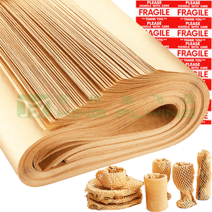 2025 Hot Sales Multi-size Kraft Perforated Wrapping Paper Honeycomb Roll