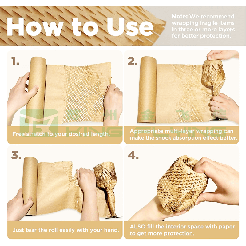Decomposable Honeycomb Kraft Cushion Paper Roll For Shock Resistance
