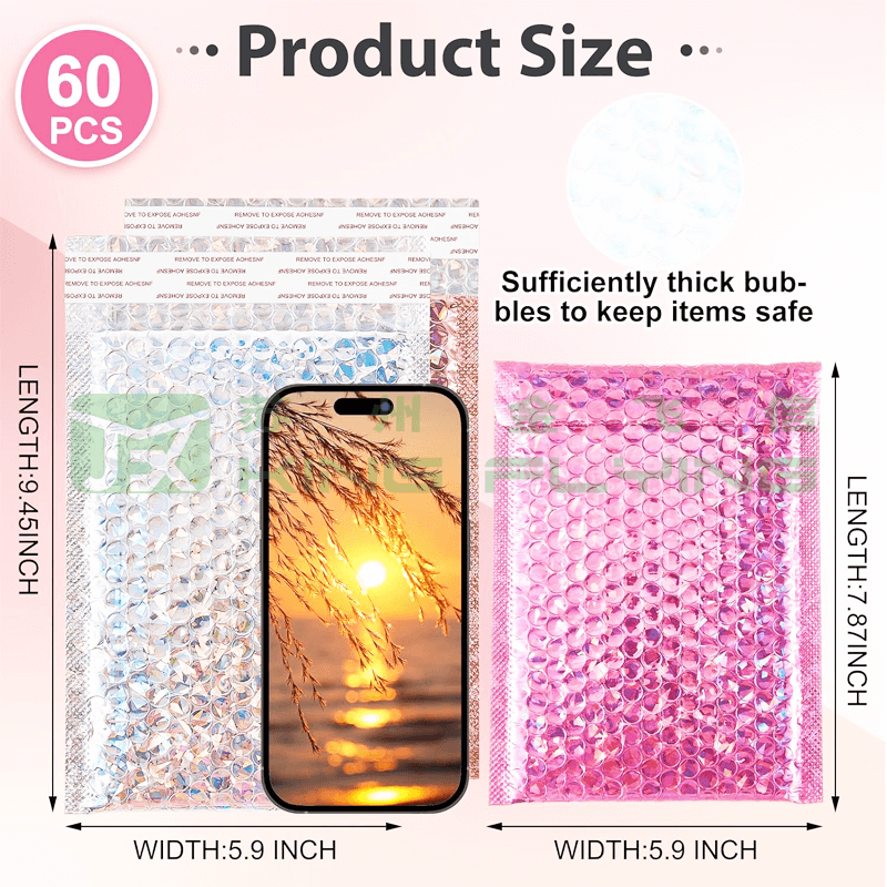 Custom Logo Waterproof Metallic Bubble Shiny Courier Packaging Mailer