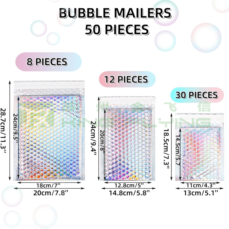 China Price Custom Shopping Biodegradable Metallic Bubble Bag For Packaging