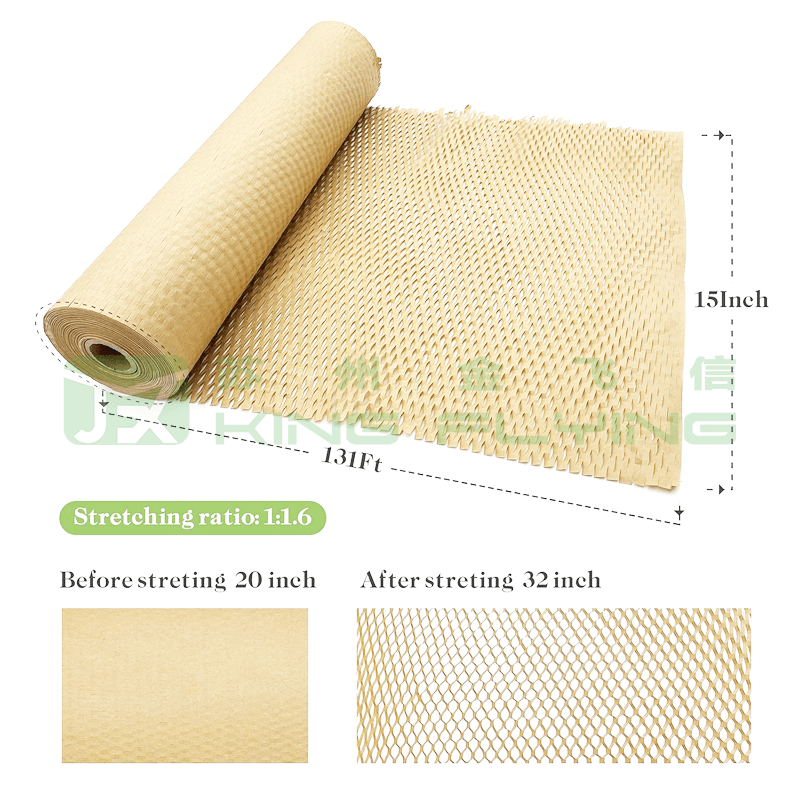 Christmas Kraft Honeycomb Paper Packaging Roll For Gift Wrapping