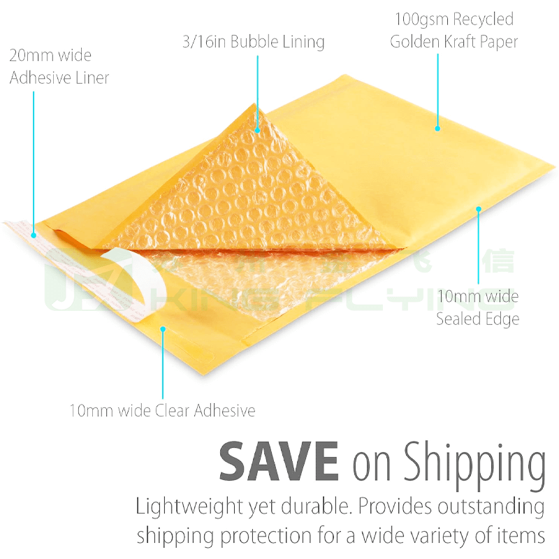 High Strength Reusable Custom Eco Friendly Kraft Paper Bubble Bag