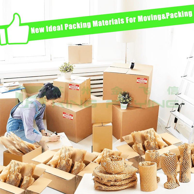 2025 Hot Sales Multi-size Kraft Perforated Wrapping Paper Honeycomb Roll