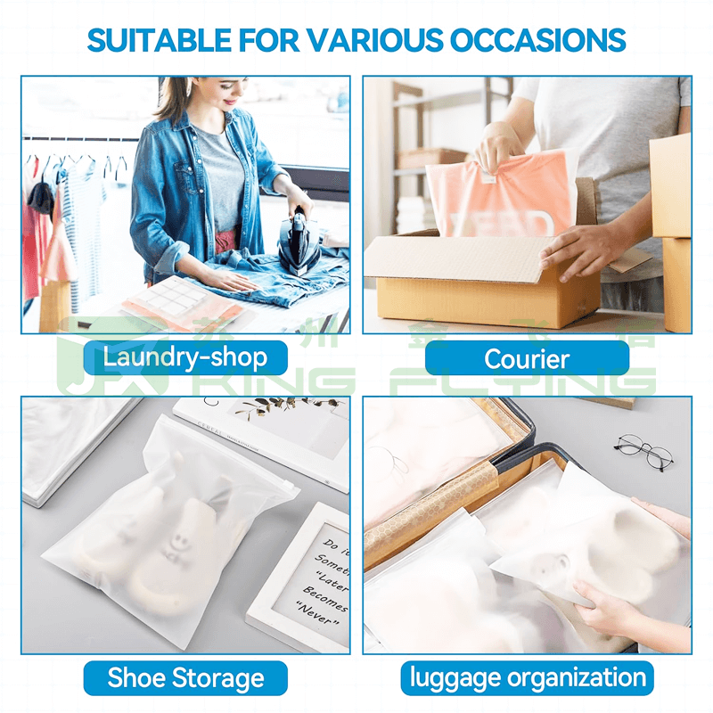 Custom Logo Frosted Apparel Ziplock Shipping Clothing Packaging Plastic Bag