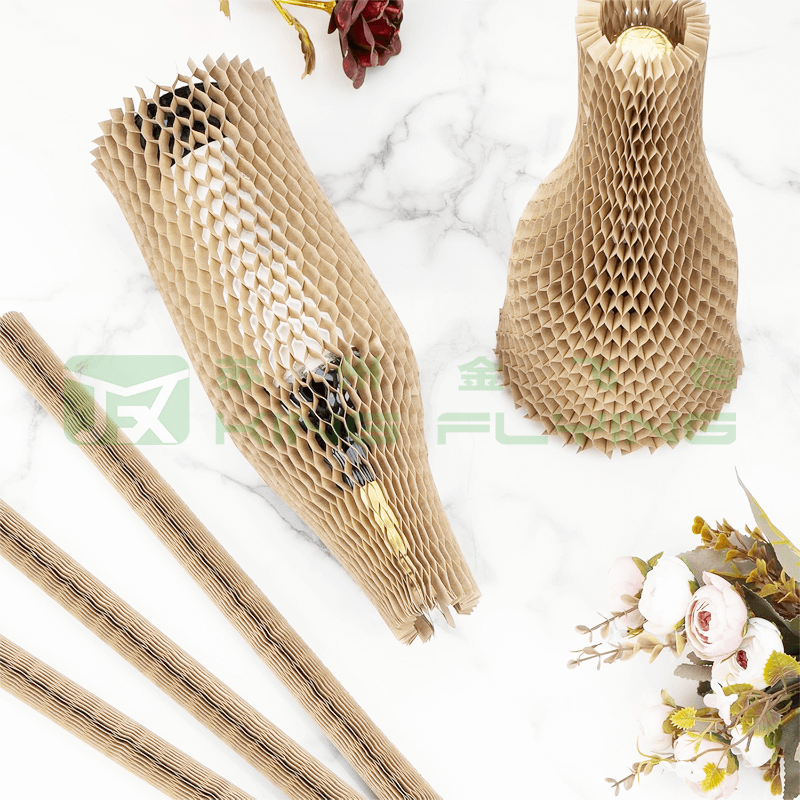 Environmentally Friendly Degradable Kraft Honeycomb Sleeve For Red Wine Package