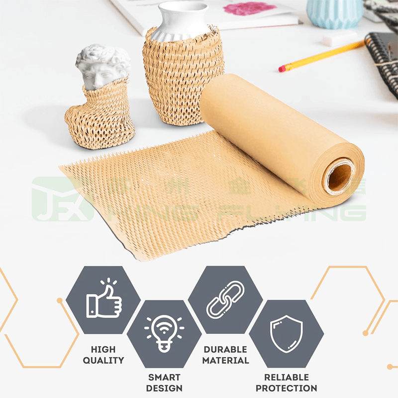 100% Recyclable Protective Wrapping Buffer Packaging Honeycomb Cushion Paper Roll