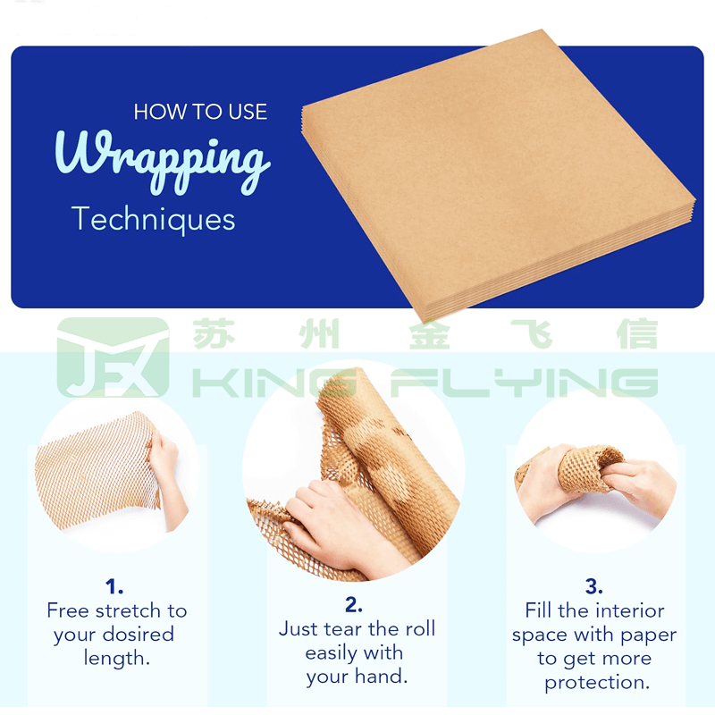 Logo Custom Honeycomb Kraft Paper Packaging Wrapping Cushion Sheet