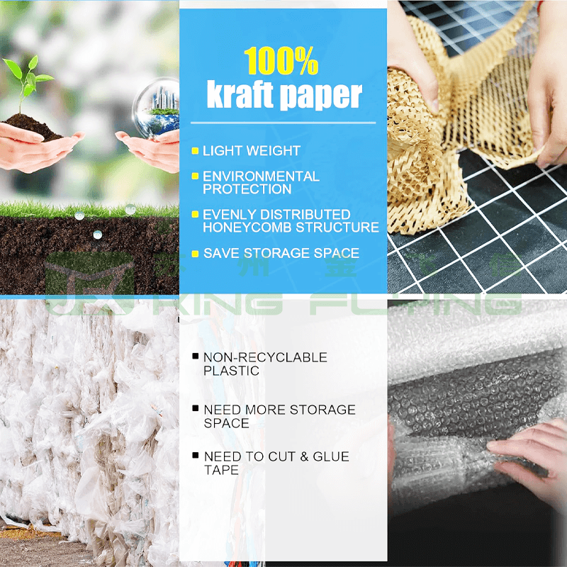 Wholesale Custom Printed Honeycomb Kraft Wrapping Cushion Paper Roll