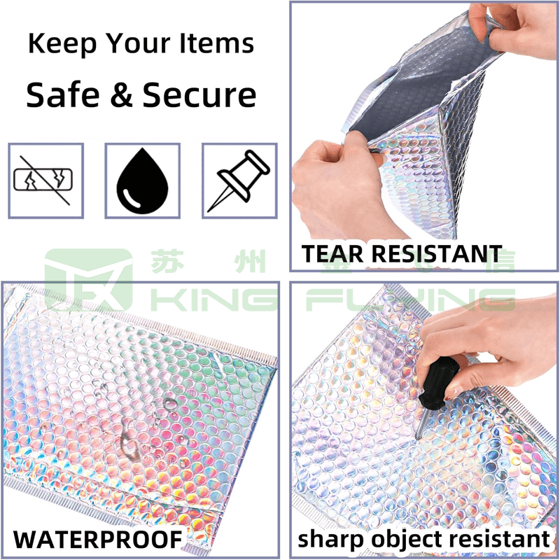 Custom Colored Mailing Padded Envelopes Metallic Bubble Packaging Bag