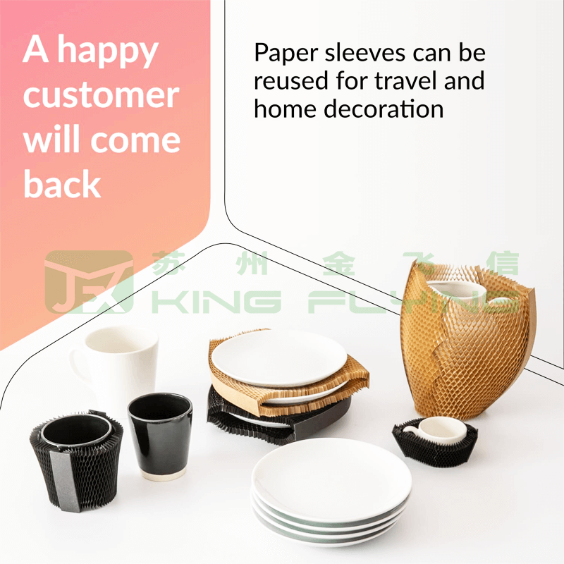 Custom Biodegradable Kraft Paper Honeycomb Wrap Sleeve For Fragile Products