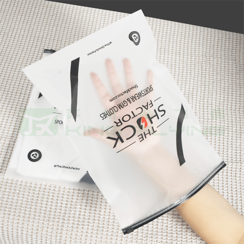 Custom Frosted Zipper Plastic Bag For Tshirt Packaging