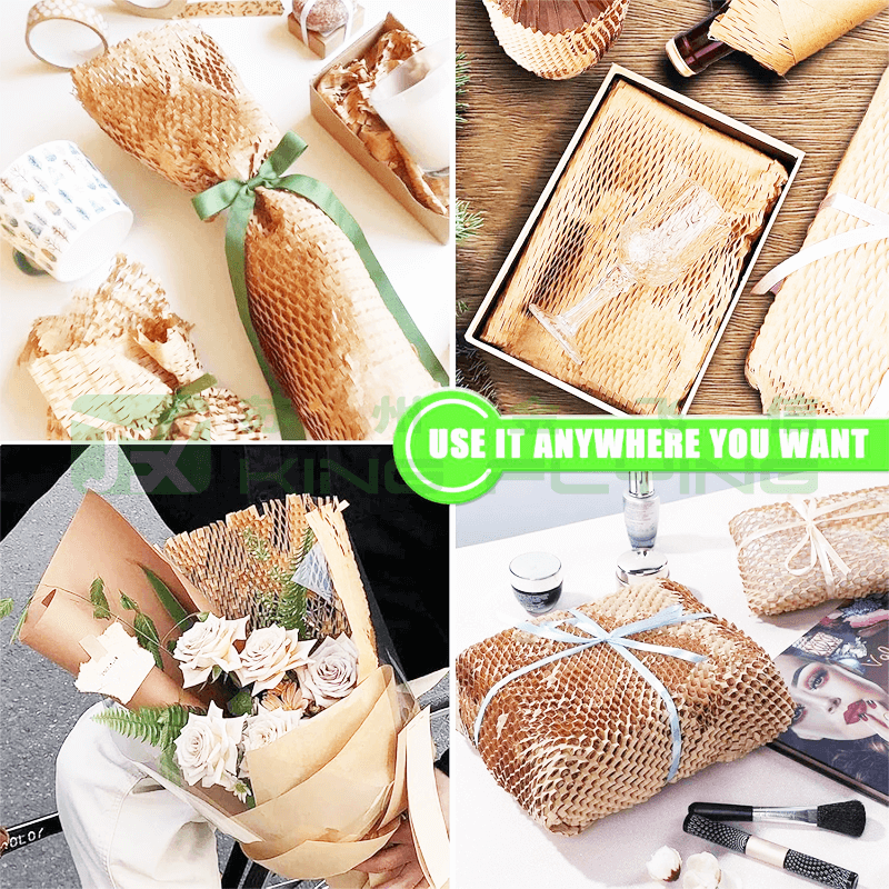 2025 Hot Sales Multi-size Kraft Perforated Wrapping Paper Honeycomb Roll