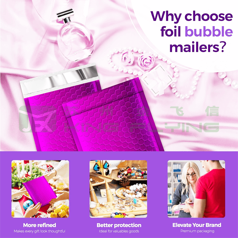 Gorgeous Metallic Bubble Mailers Waterproof Aluminum Film Padded Packaging Envelope