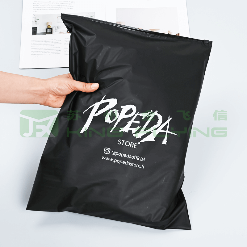 Custom Logo Printed Frosted Plastic Packaging Bag With Zipper Lock