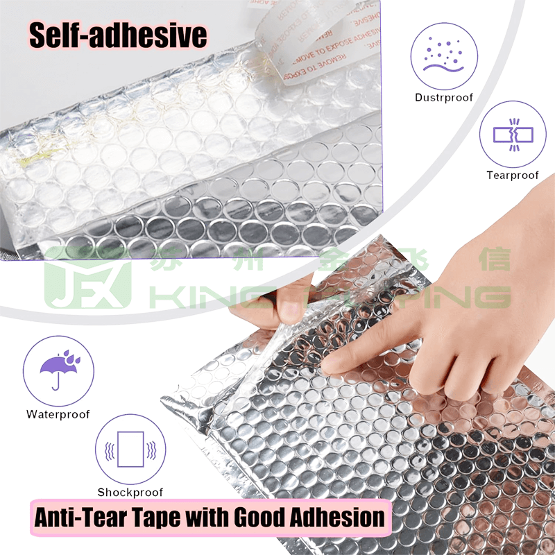 Waterproof Metallic Bubble Cushioned Shipping Bag For Small Business