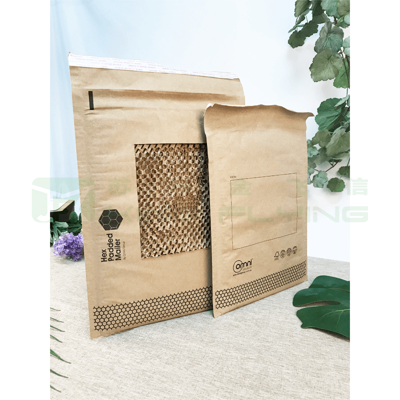 Shockproof Custom 100% Compostable Honeycomb Padded Kraft Paper Express Envelope