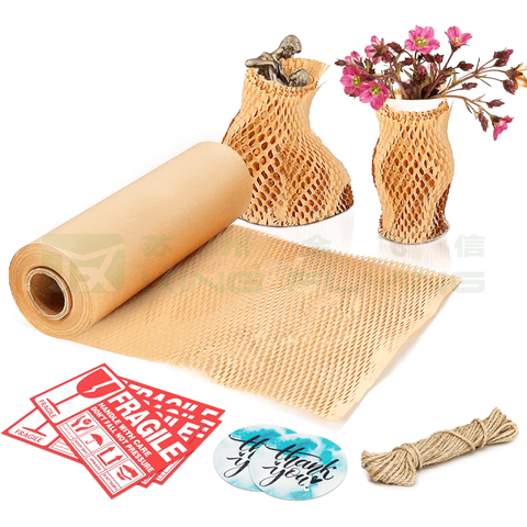 100% Recyclable Protective Wrapping Buffer Packaging Honeycomb Cushion Paper Roll