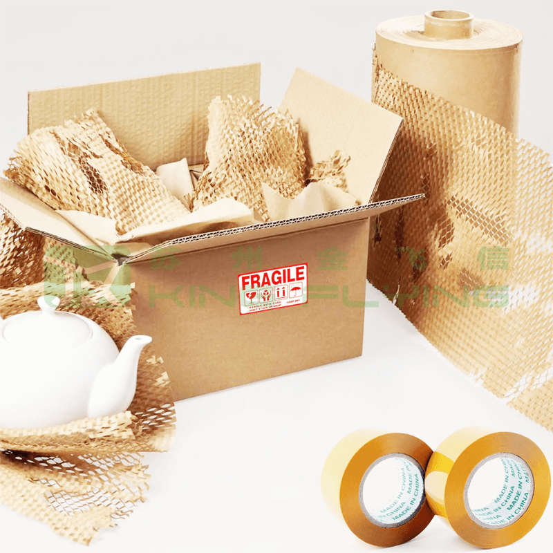 2025 Hot Sales Multi-size Kraft Perforated Wrapping Paper Honeycomb Roll