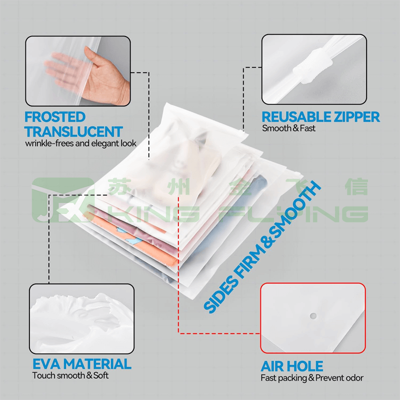 Custom Logo Frosted Apparel Ziplock Shipping Clothing Packaging Plastic Bag