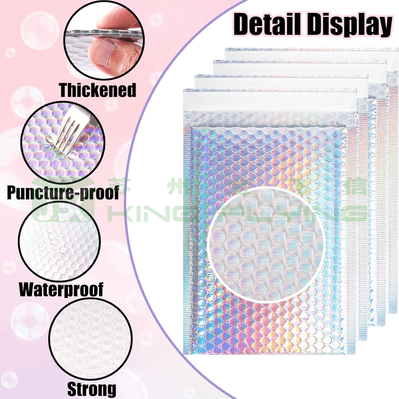 Custom Size Metallic Bubble Waterproof Gift Packaging Bag For Shipping