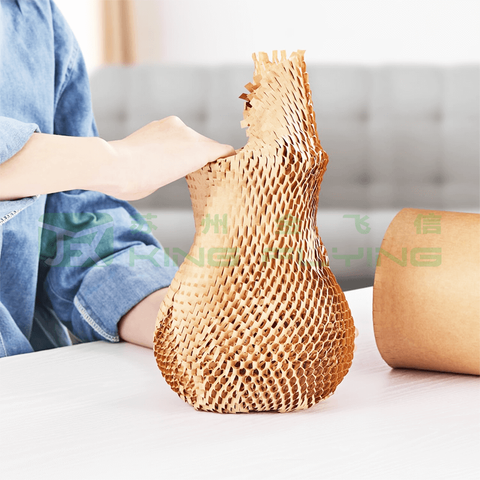 Degradable Honeycomb Kraft Wrapping Paper Sleeve For Wine Glass Bottle