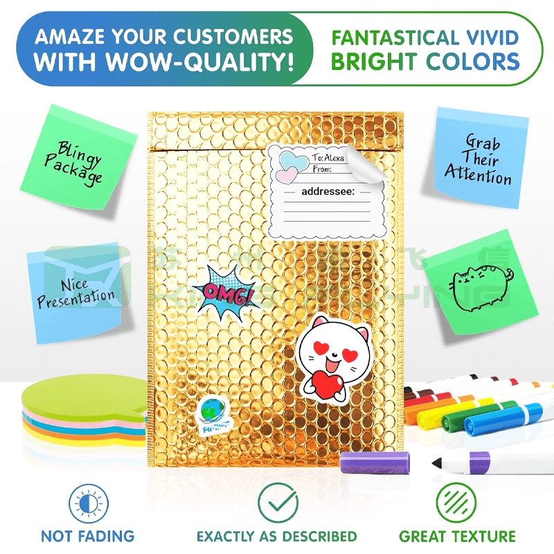 Customized Printed Metallic Bubble Packaging Mailer For Jewelry Shipping Delivery