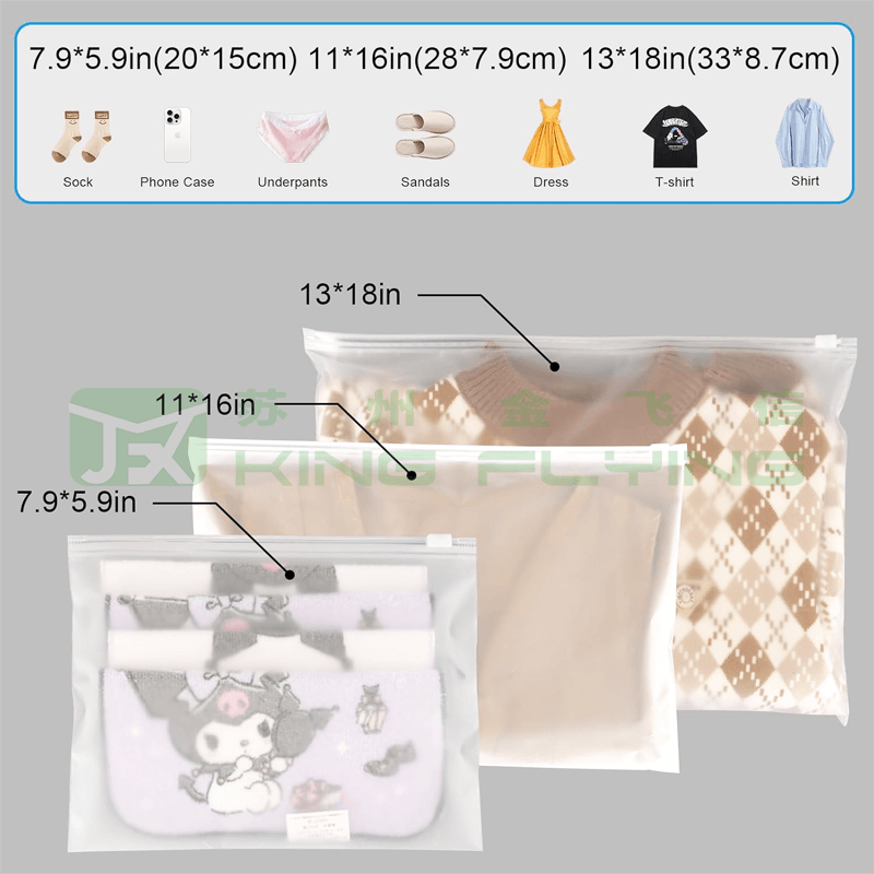 Dusty-Proof Eco Friendly Custom Zip Lock Clear Bag For T-Shirt