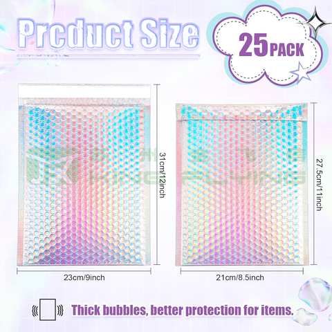 Custom Colored Mailing Padded Envelopes Metallic Bubble Packaging Bag