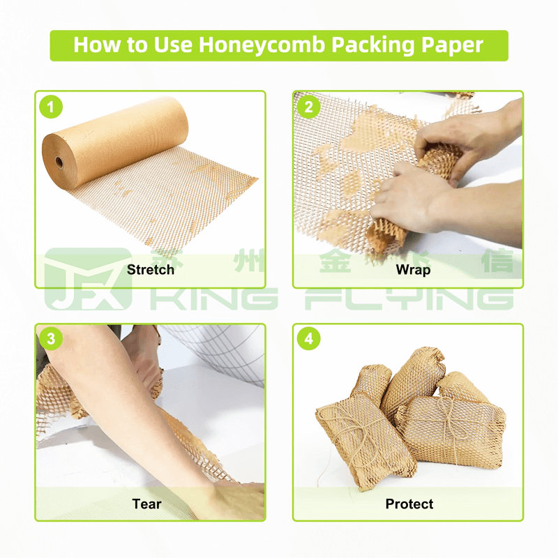 Eco Bio-degradable Shock-Resistant Kraft Honeycomb Core Wrapping Paper Packaging Roll