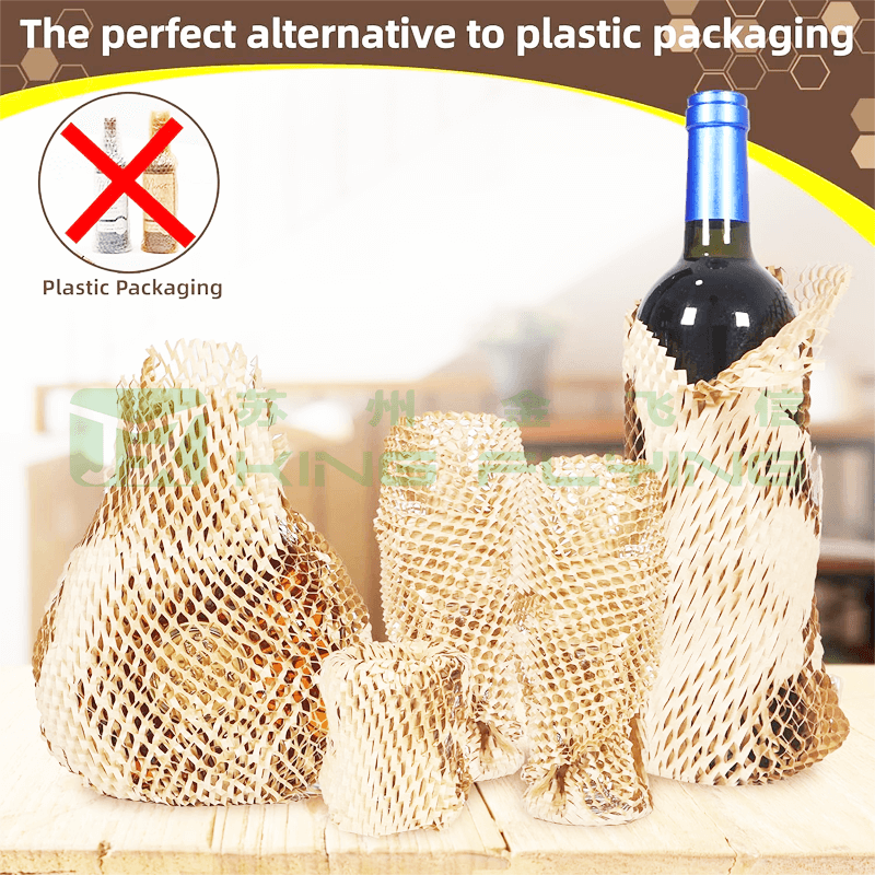 Sustainable Wine Bottle Protector Honeycomb Protective Packing Paper Sleeve