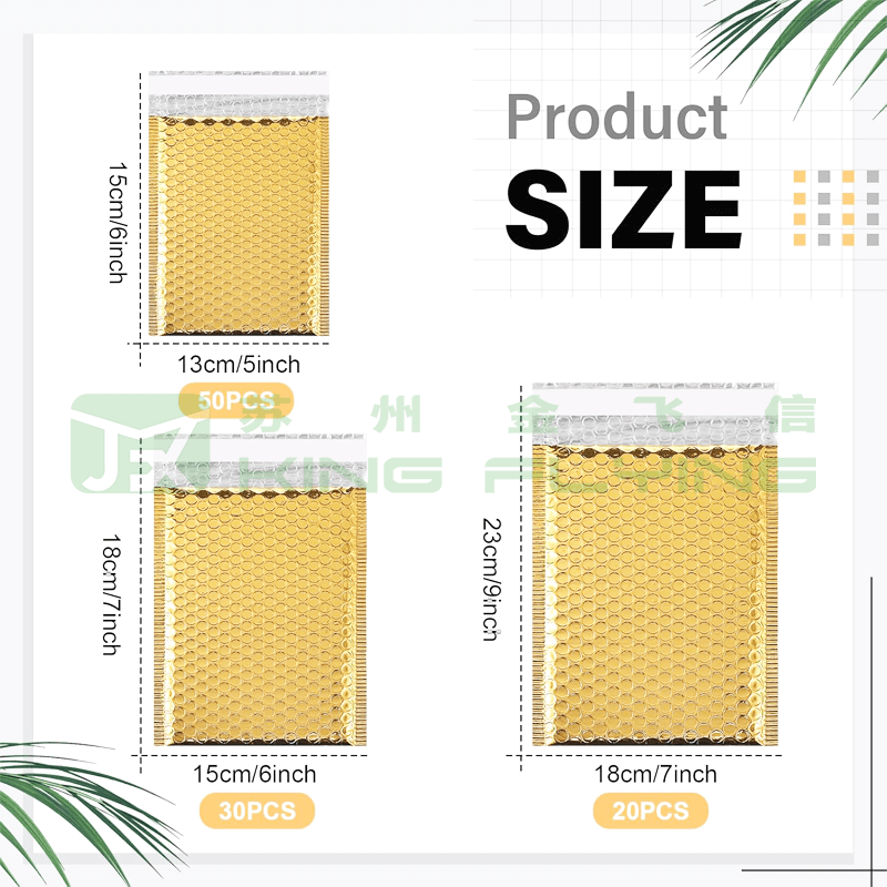 Popular Printed Travel T-shirts Metallic Packaging Bubble Mailer
