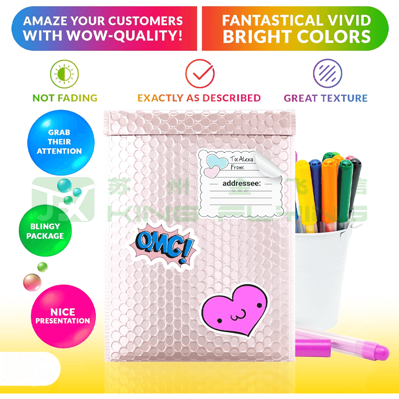 Custom Metallic Bubble Packaging Envelope For Clothes Shipping