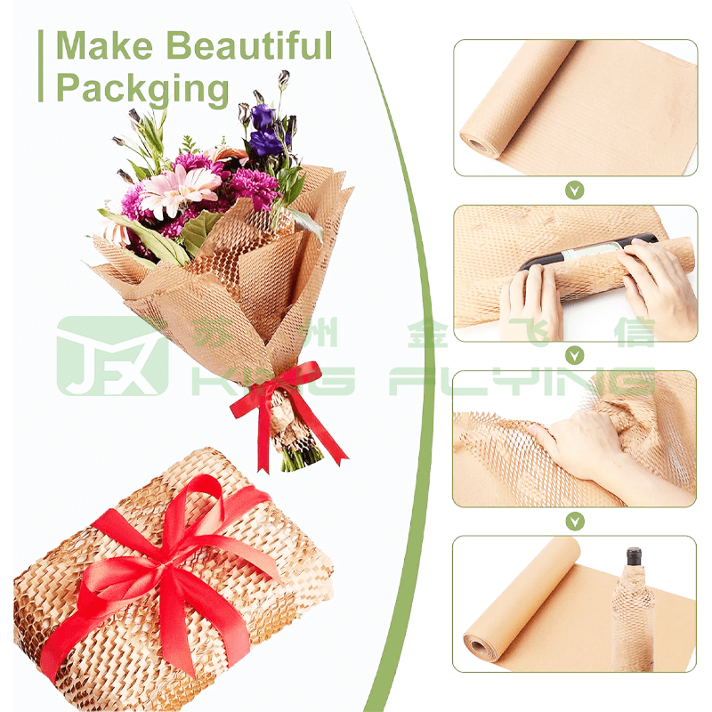 Biodegradable Eco-friendly Shockproof Wrapping Recyclable Honeycomb Cushion Paper Roll