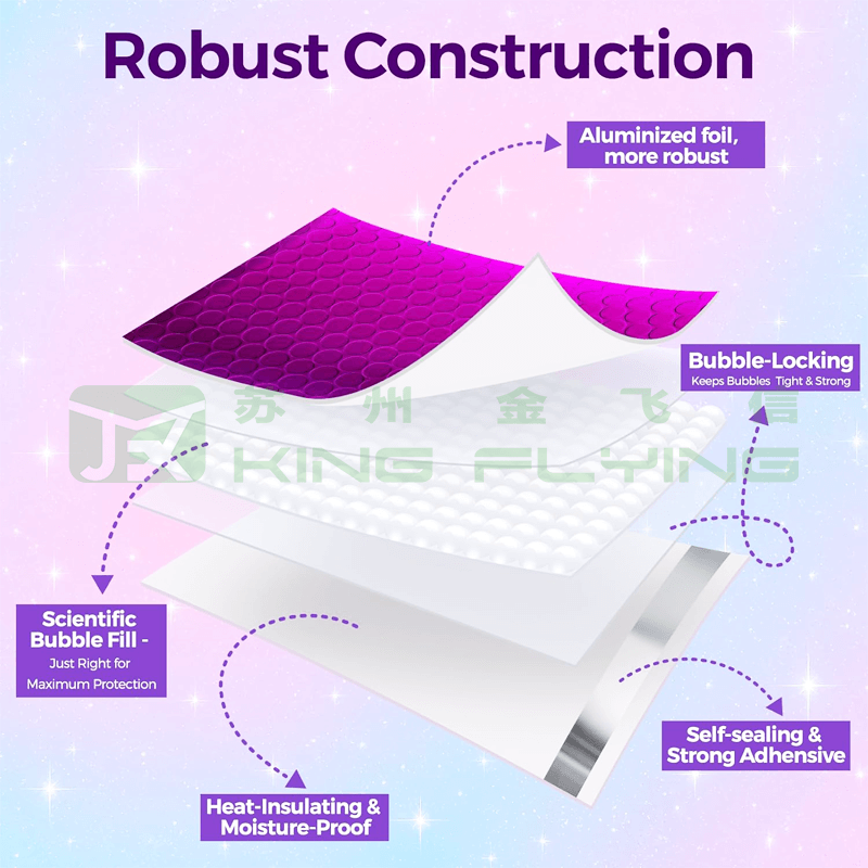 Gorgeous Metallic Bubble Mailers Waterproof Aluminum Film Padded Packaging Envelope