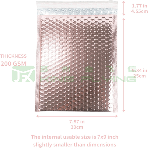 Custom Printed Colored Aluminum Foil Metallic Bubble Mailing Packaging Bag