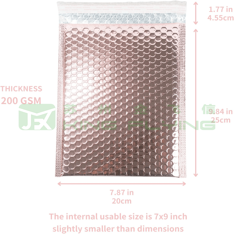 Custom Printed Colored Aluminum Foil Metallic Bubble Mailing Packaging Bag