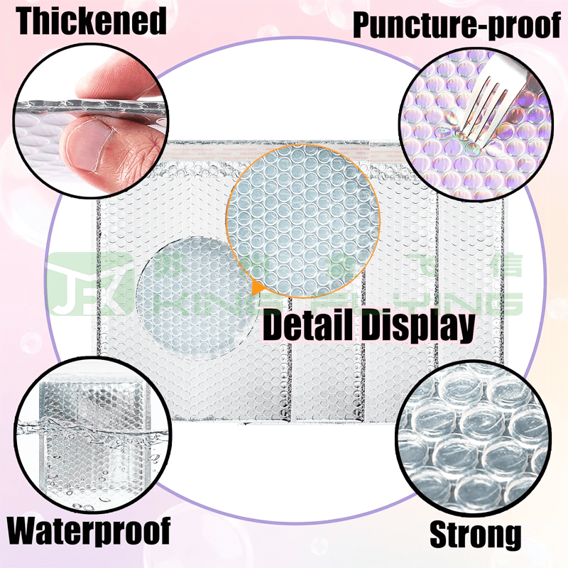 Waterproof Metallic Bubble Cushioned Shipping Bag For Small Business