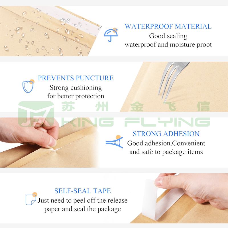 Colorful Self-adhesive Cushioned Tear-proof Shipping Kraft Bubble Postal Packaging Envelope