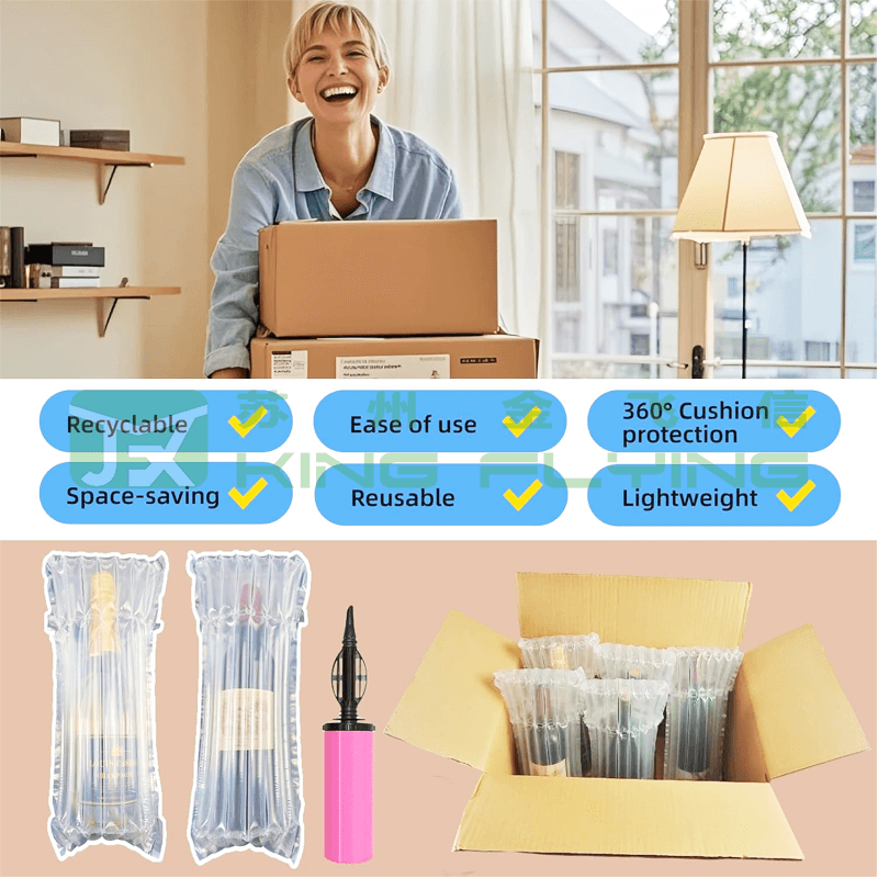 Air Column Cushion Inflatable Protective Packaging Bag For Wine Bottles