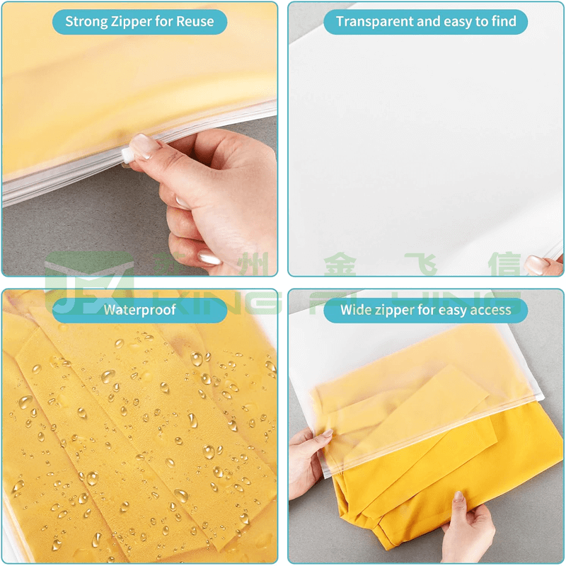 Wholesale Eco Friendly Custom PE Clear Frosted Zipper Bag