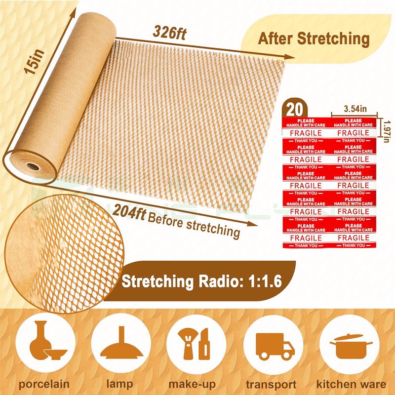 Lightweight Strong Honeycomb Paper Roll For Wrapping Padding