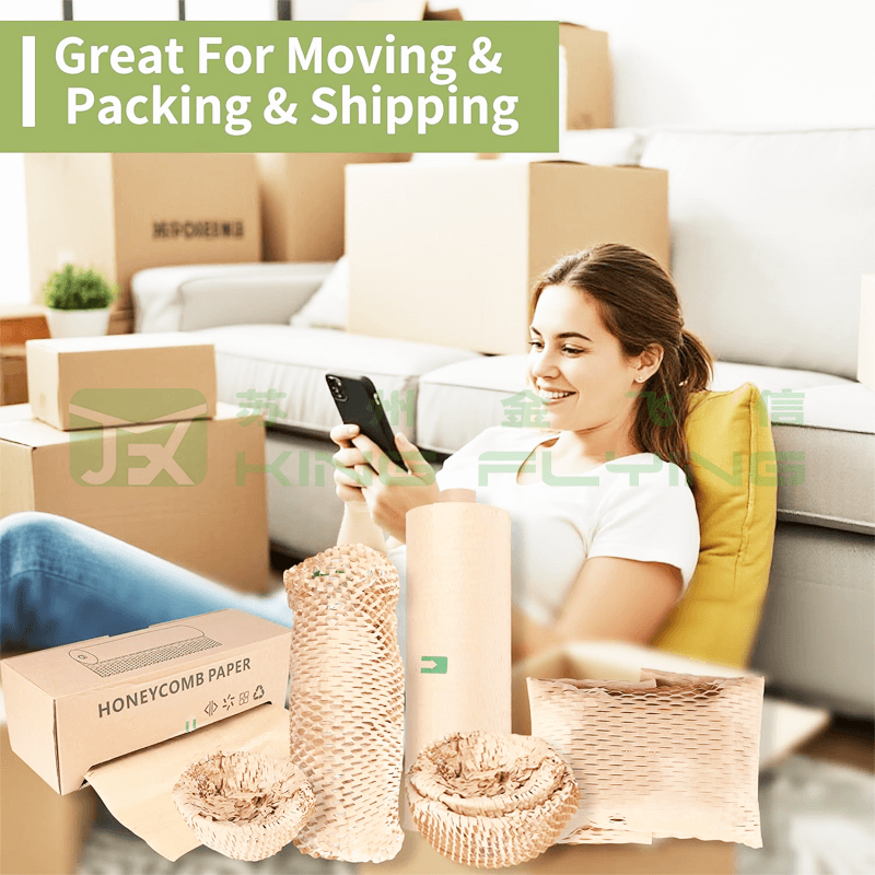 100% Recycle Eco-friendly Protective Honeycomb Buffer Wrapping Paper Roll