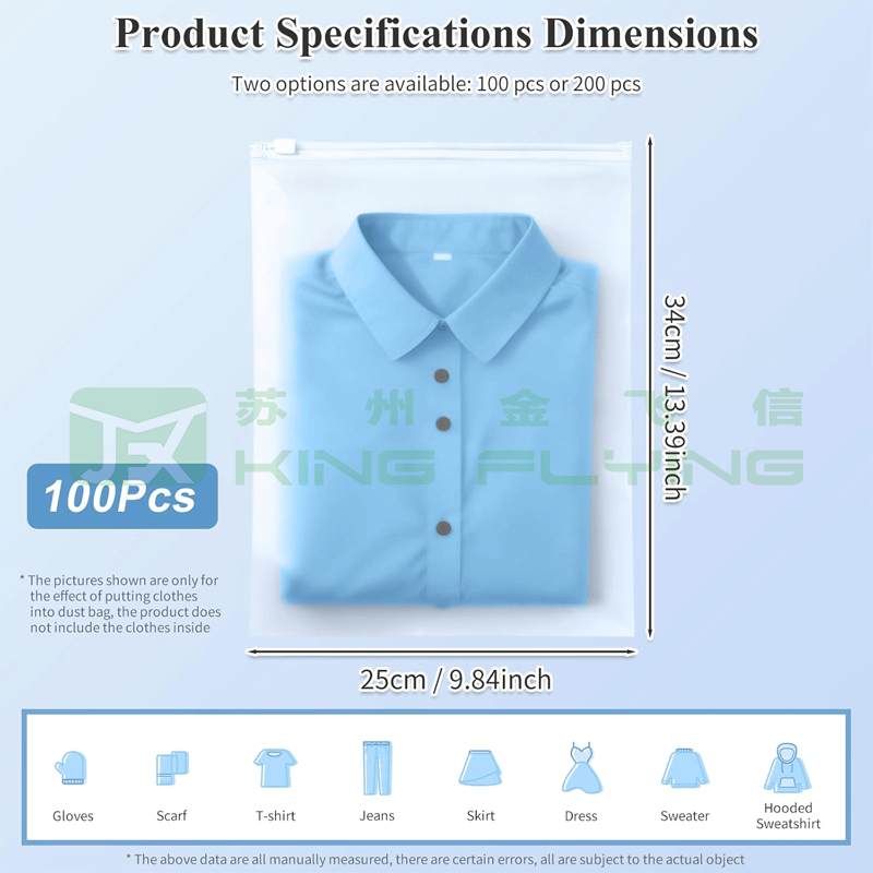 High Quality Custom Plastic Ziplock Garment Bag For T-Shirts Packaging