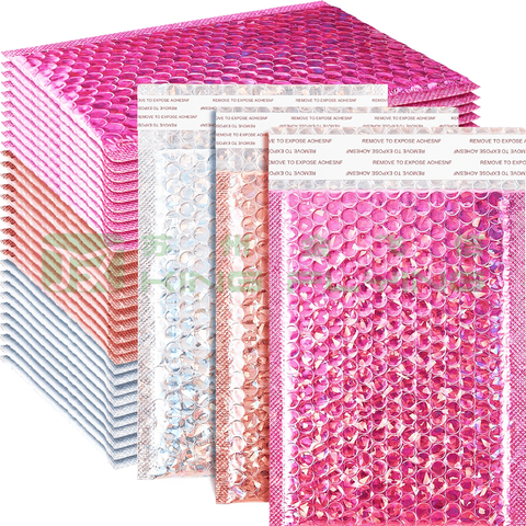 Custom Logo Waterproof Metallic Bubble Shiny Courier Packaging Mailer