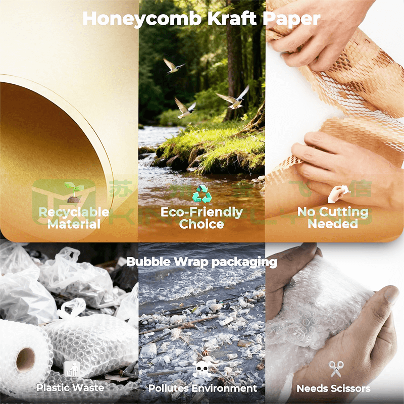 Eco Friendly Wine Glass Bottle Honeycomb Kraft Wrapping Cushioning Sleeve