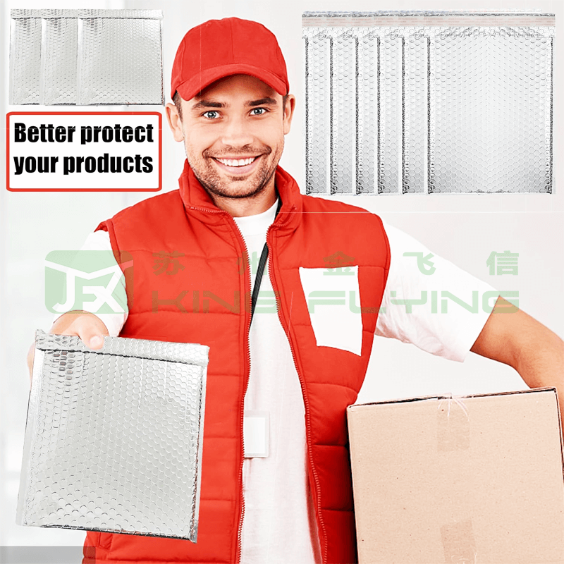 Waterproof Metallic Bubble Cushioned Shipping Bag For Small Business