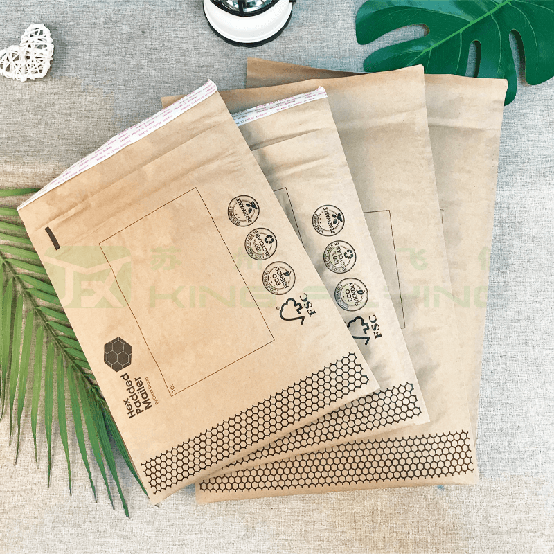 Shockproof Custom 100% Compostable Honeycomb Padded Kraft Paper Express Envelope