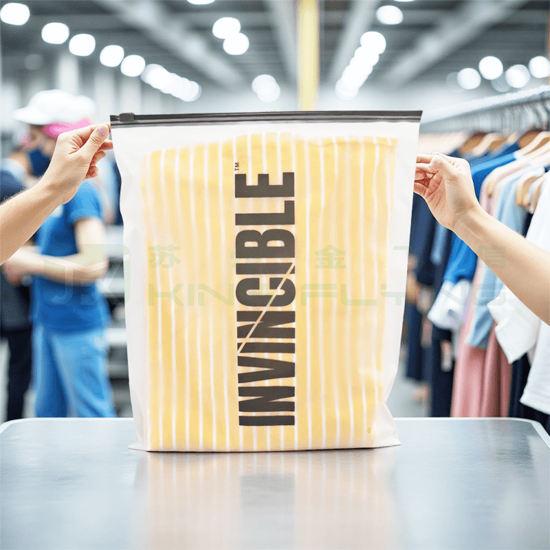Custom Printed Frosted Plastic Slider Apparel Ziplock Bag